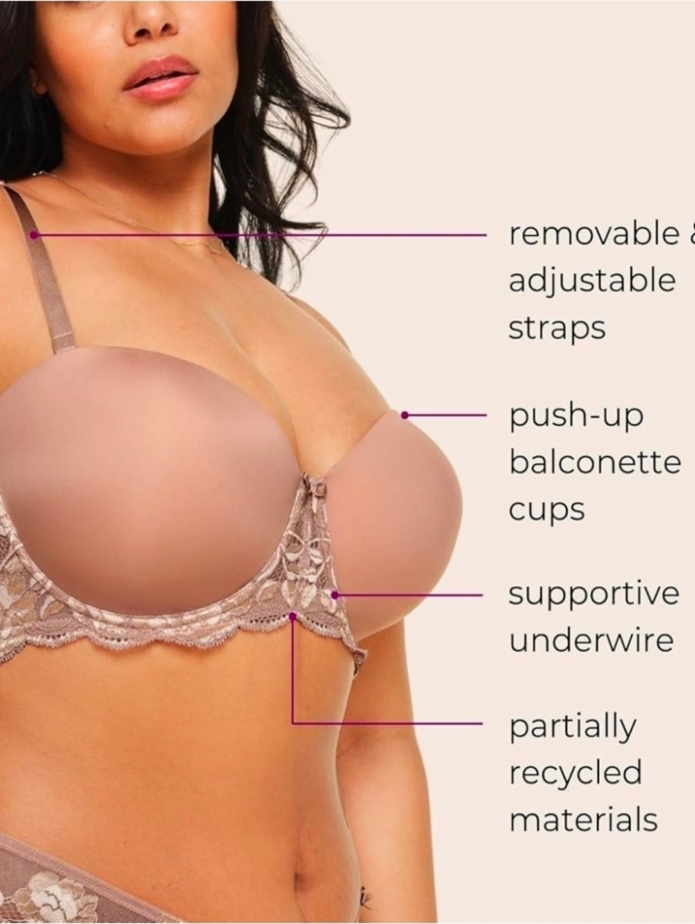 Adore Me Lyza Bra in medium beige 42D